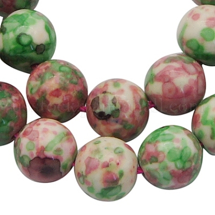 Synthetic Ocean White Jade(Rain Flower Stone) Beads Strands US-G-GR10MM-225-1