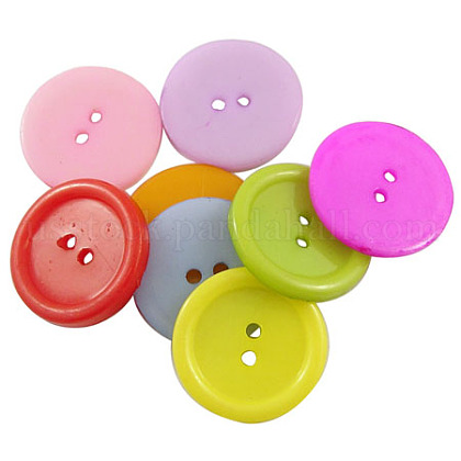 2-Hole Solid Color Opaque Acrylic Flat Round Sewing Shank Buttons US-PAB227Y-1