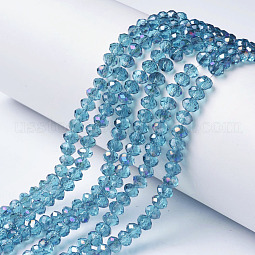 Electroplate Transparent Glass Beads Strands US-EGLA-A034-T6mm-F17
