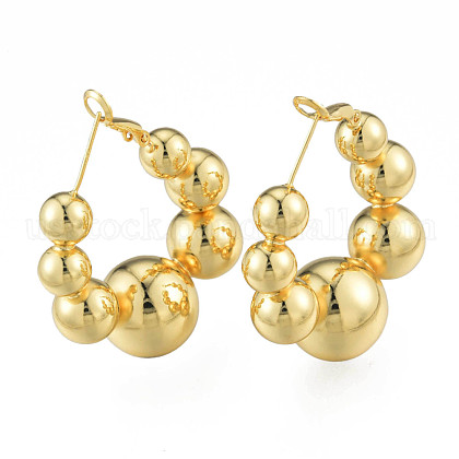 Brass Round Ball Wrap Hoop Earrings for Women US-EJEW-N011-83-1