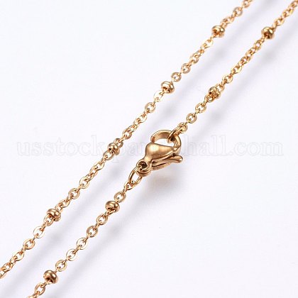 Vacuum Plating 304 Stainless Steel Cable Chains Necklaces US-MAK-L015-41G-1