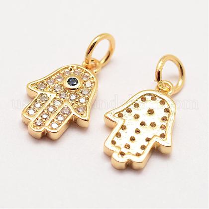 Brass Micro Pave Grade AAA Cubic Zirconia Charms US-ZIRC-G090-22G-NR-1