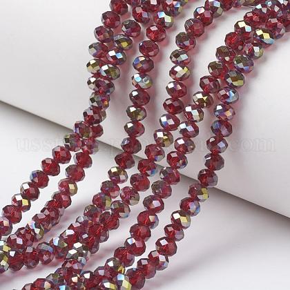 Electroplate Transparent Glass Beads Strands US-EGLA-A034-T10mm-S14-1