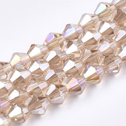 Electroplate Glass Beads Strands US-EGLA-Q118-6mm-B10-1