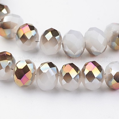 Electroplate Glass Beads Strands US-EGLA-P018-8mm-H10-1A-1