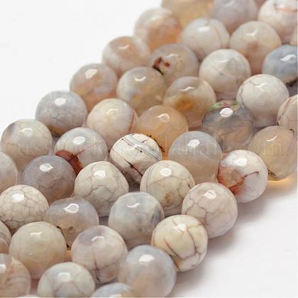 Faceted Natural Fire Crackle Agate Beads Strands US-G-F447-10mm-B10-1