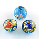 Mixed Flower Picture Printed Glass Round Beads US-GFB-R004-12mm-M13-2