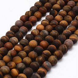 Frosted Natural Tiger Eye Beads Strands US-G-F364-18-8mm
