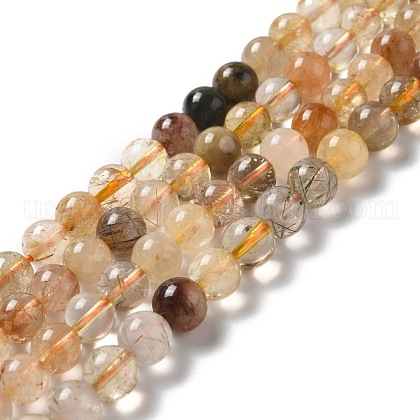 Natural Rutilated Quartz Beads Strands US-G-B029-B02-03-1