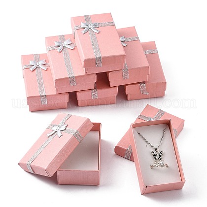 Valentines Day Wife Gifts Packages Cardboard Jewelry Set Boxes with Bowknot and Sponge Inside US-CBOX-R013-4-1