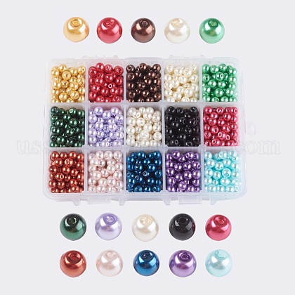 15 Color Glass Pearl Beads US-HY-X0008-6mm-1