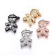 Brass Micro Pave Cubic Zirconia Slide Charms US-ZIRC-G147-02A-NR-1
