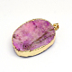 Plated  Natural  Druzy Agate Oval Pendants US-G-R275-10-3