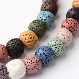 Dyed Round Synthetic Lava Rock Beads Strands US-G-F259-09-8mm