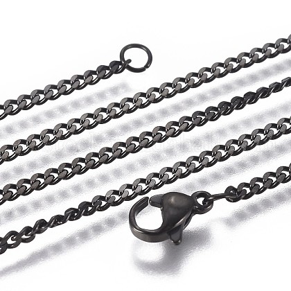 304 Stainless Steel Curb Chain Necklaces US-NJEW-L162-01A-B-1
