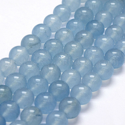Natural White Jade Imitation Aquamarine Beads Strands US-G-F381-8mm-1