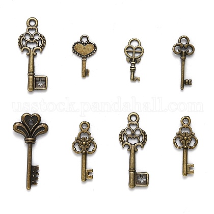 Tibetan Style Alloy Key Pendants US-TIBEP-X0001-02-AB-1