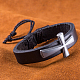Adjustable Retro Cross Zinc Alloy and Leather Cord Bracelets US-BJEW-BB16038-7