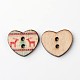 Heart 2-Hole Printed Wooden Buttons US-BUTT-M014-04-2