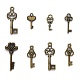Tibetan Style Alloy Key Pendants US-TIBEP-X0001-02-AB-1