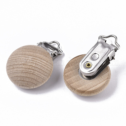 Natural Beech Wood Baby Pacifier Holder Clips
