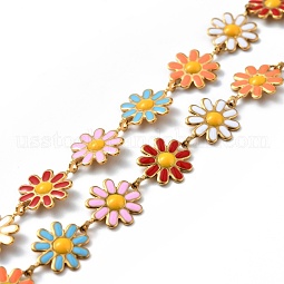 PVD Vacuum Plating 304 Stainless Steel Flower Link Chains US-CHS-C004-03G