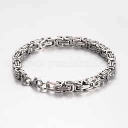 201 Stainless Steel Byzantine Chain Bracelets US-BJEW-K134-01P-6mm