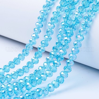 Electroplate Glass Beads Strands US-EGLA-A034-T8mm-B14-1