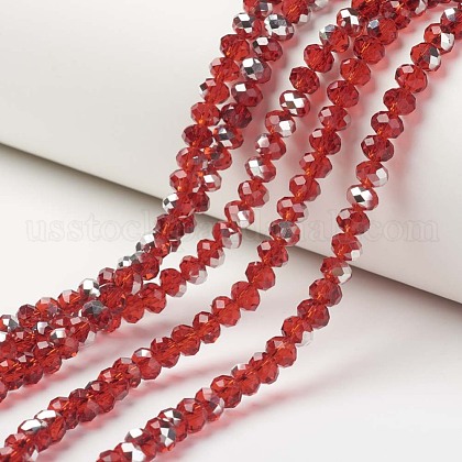 Electroplate Transparent Glass Beads Strands US-EGLA-A034-T4mm-M05-1