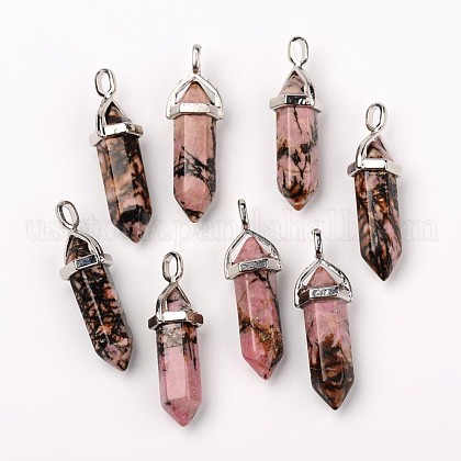Natural Rhodonite Double Terminated Pointed Pendants US-G-F295-05D-1
