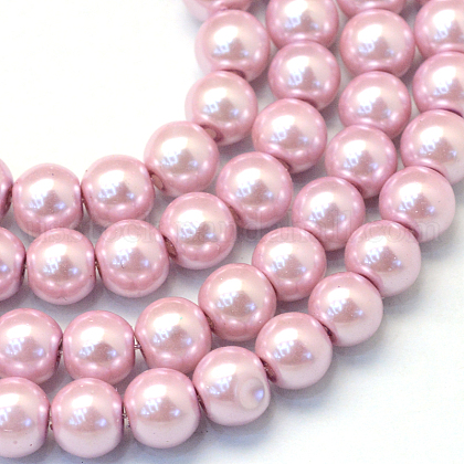 Baking Painted Pearlized Glass Pearl Round Bead Strands US-HY-Q330-8mm-47-1