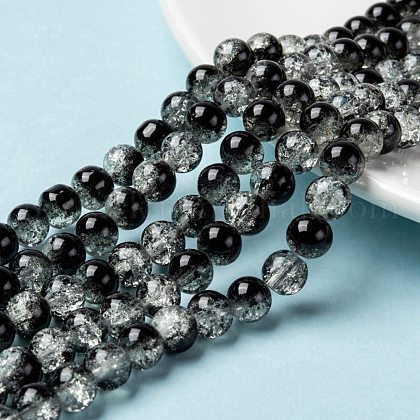 Spray Painted Crackle Glass Beads Strands US-CCG-Q002-8mm-11-1