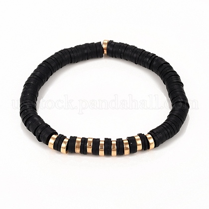 Handmade Polymer Clay Heishi Beads Stretch Bracelets US-BJEW-JB05303-05-1