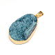 Plated Natural Drusy Agate Teardrop Pendants US-G-R275-15-2