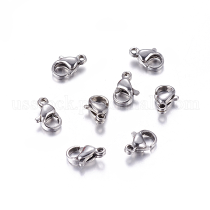 304 Stainless Steel Lobster Claw Clasps Jewelry Making Findings US-STAS-AB10-1-1