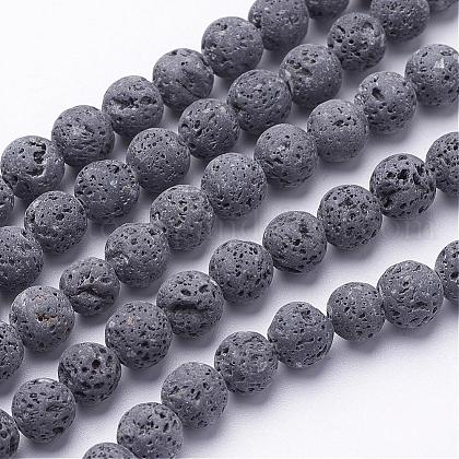 Unwaxed Natural Lava Rock Bead Strands US-G-F309-10mm-1