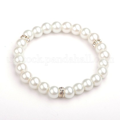 Glass Pearl Round Beads Stretch Bracelets US-BJEW-JB01544-01-1