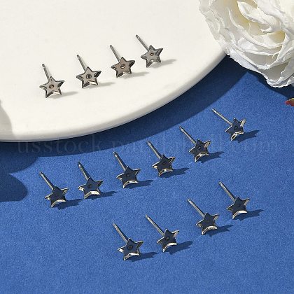 Tarnish Resistant Earring Cabochon Settings 304 Stainless Steel Ear Studs Blank Settings&nbsp;US-STAS-Q170-10-5
