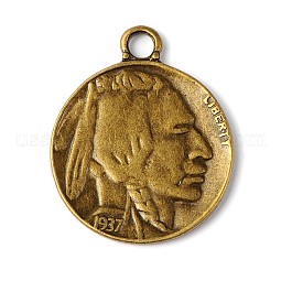 Tibetan Style Alloy Coin Pendants US-TIBEP-GC001-AB-NR
