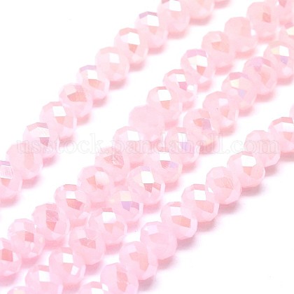 Electroplate Imitation Jade Glass Rondelle Beads Strands US-EGLA-F046B-05AB-1