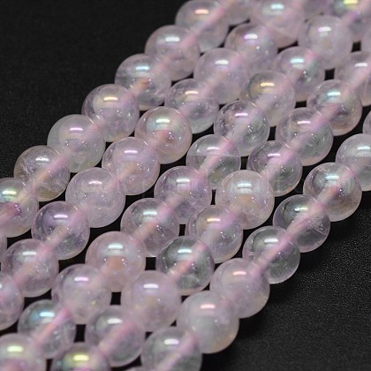 Electroplated Natural Rose Quartz Beads Strands US-G-K285-06-6mm-1