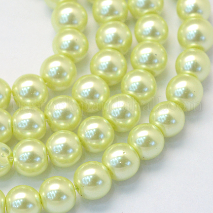 Baking Painted Pearlized Glass Pearl Round Bead Strands US-HY-Q003-4mm-46-1