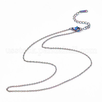 Ion Plating(IP) 304 Stainless Steel Cable Chain Necklace for Men Women US-STAS-G299-04M-1