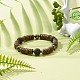 Natural Coconut Rondelle Beads Stretch Bracelet for Men Women US-BJEW-JB06771-01-2