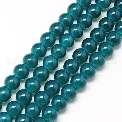 Baking Painted Glass Beads Strands US-DGLA-Q023-6mm-DB15-1