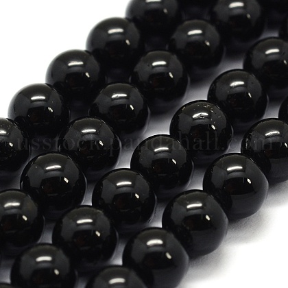 Natural Black Tourmaline Beads Strands US-G-G763-01-8mm-A-1