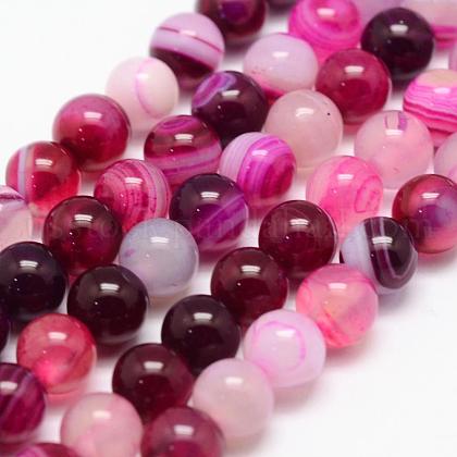 Natural Striped Agate/Banded Agate Bead Strands US-G-K155-A-6mm-02-1