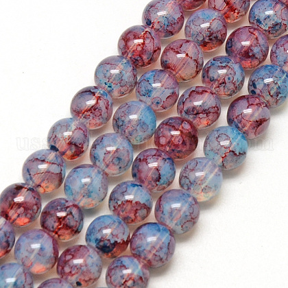 Baking Painted Glass Beads Strands US-X-DGLA-Q023-8mm-DB69-1