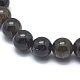 Natural Golden Sheen Obsidian Bead Stretch Bracelets US-BJEW-K212-B-020-2