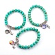 Synthetic Turquoise Beads Stretch Charm Bracelets US-BJEW-JB04024-M-1